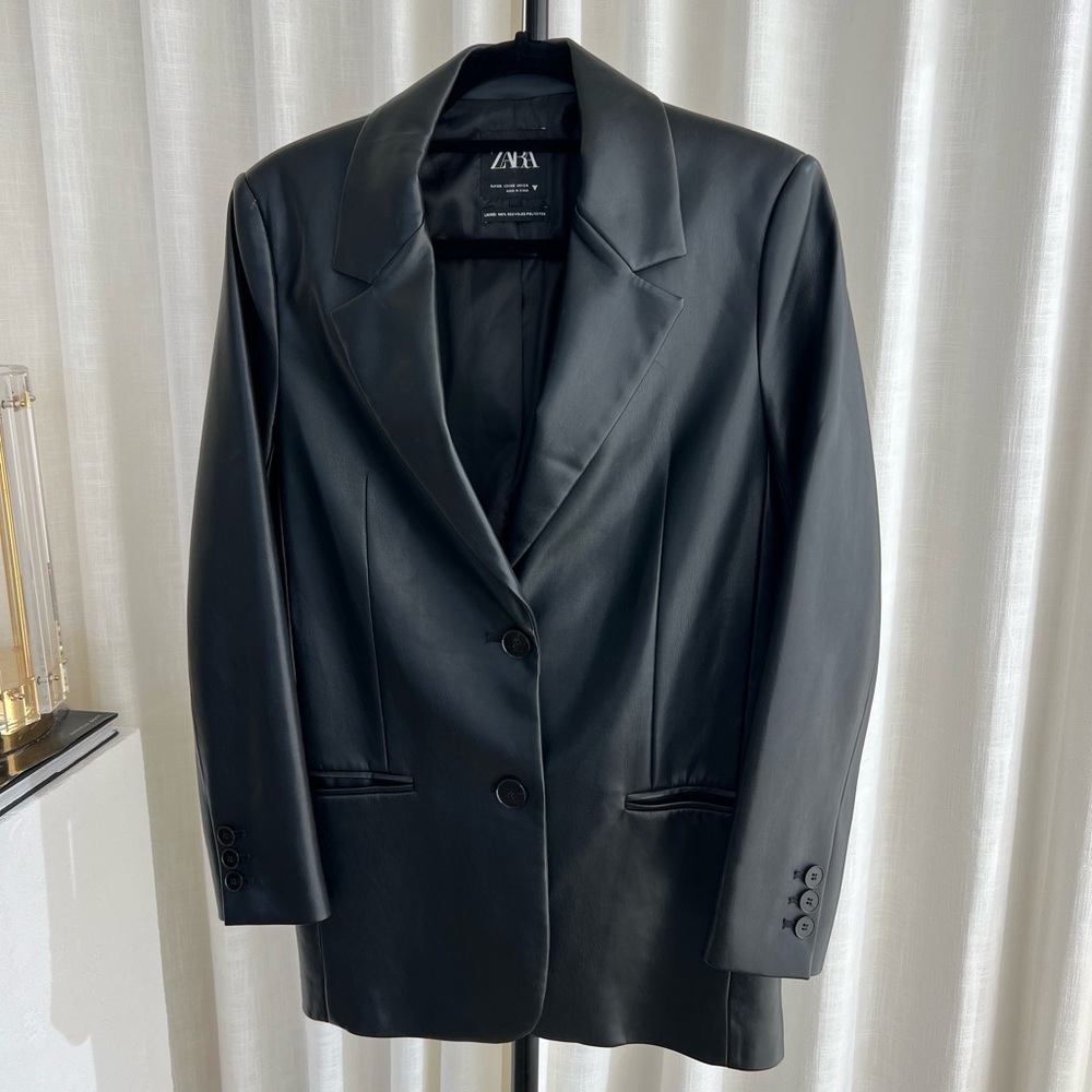 Zara Black Faux Leather Jacket